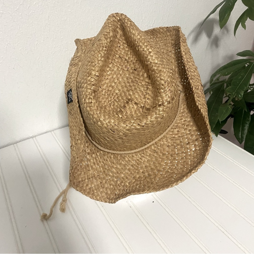 Authentic Brand RACKHAT STRAW with Drawstring Logo Tan (“ Just Add Dirt”) OS - Picture 5 of 5